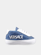 Sneakers in denim per neonati con logo,Versace,1008516 1A10065 2VE10